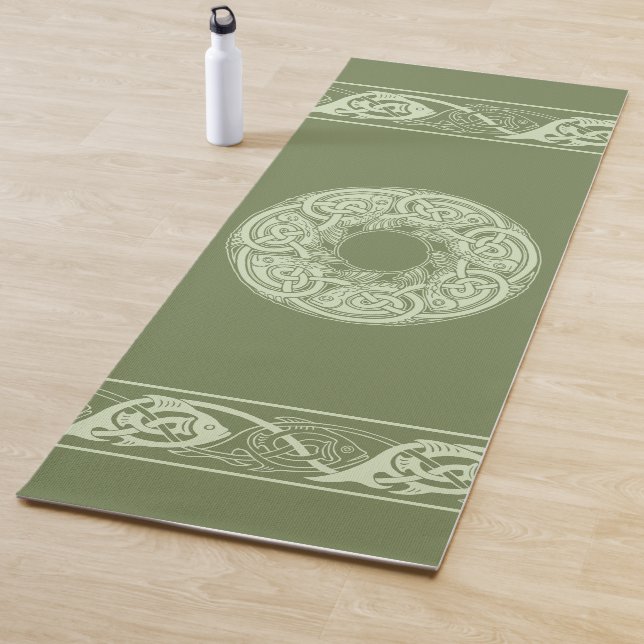 Esterilla De Yoga Pescado celta de Knotwork en verde (In situ)
