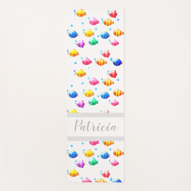 Esterilla De Yoga Pescado feliz y colorido con burbujas (Anverso)