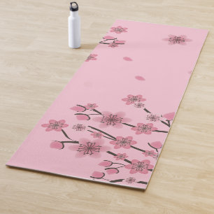 Esterilla De Yoga Pétalos Caídos de Flor de Cerezo Rosa Hoja Botánic