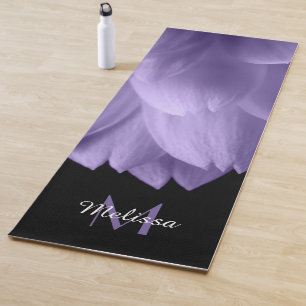 Esterilla De Yoga Pétalos de flores púrpura ultravioleta negro Monog