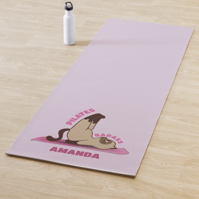 Esterilla De Yoga Pilates Badass Workout Kitty Cat Nombre personaliz (In situ)