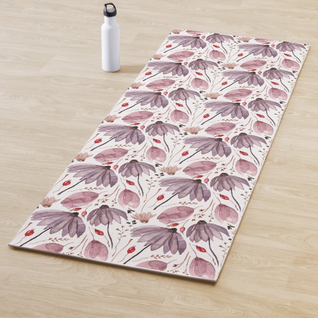 Esterilla De Yoga Pink And Purple Flowers Floral Pattern Yogamat (In situ)