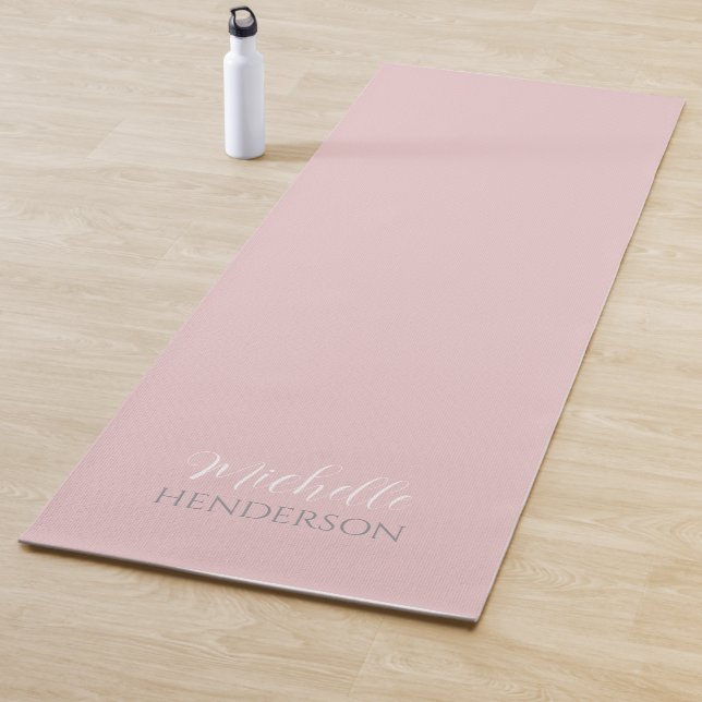Esterilla De Yoga Pink and White Personalized Monogram Name (In situ)