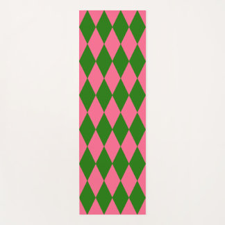 Esterilla De Yoga Pink Green Harlequin Checkered Design 