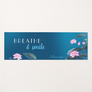 Esterilla De Yoga Pink Lotus Floral Mindness Añadir Nombre Azul Oscu