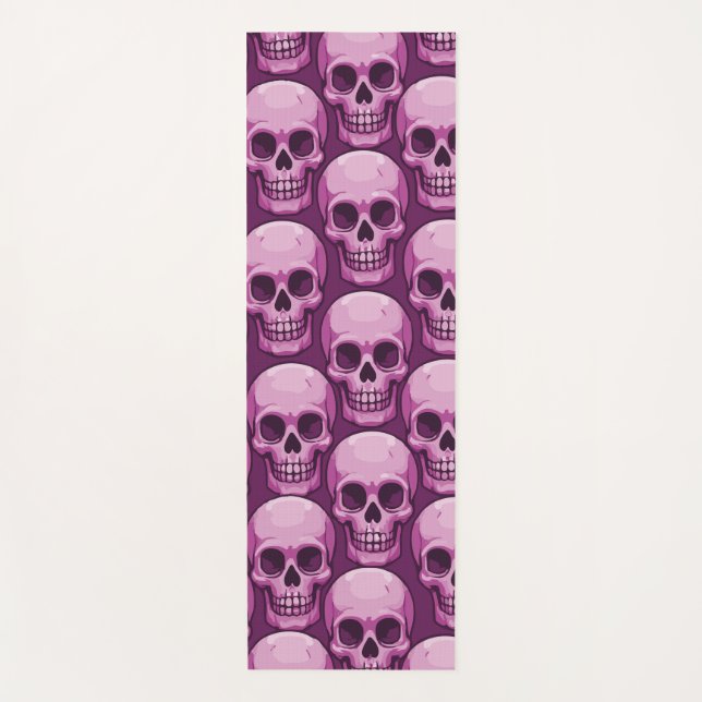Esterilla De Yoga Pink Skull Pattern – Bold Repeating Design (Anverso)