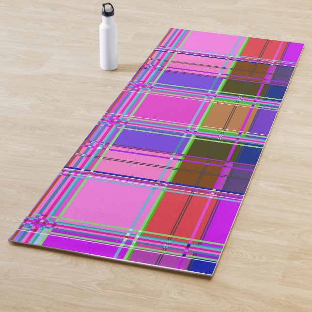 Esterilla De Yoga Pink tartan Fabric Pattern Cloth Madras (In situ)