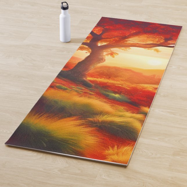 Esterilla De Yoga Pintura de arte de paisaje de atardecer de otoño (In situ)