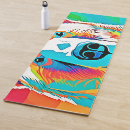 Esterilla De Yoga Pintura de la cabeza del oso vibrante