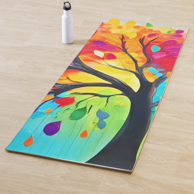 Esterilla De Yoga Pintura del árbol de la vida arcoíris (In situ)