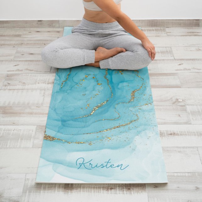 Esterilla De Yoga Pintura verde azulada y patrón Purpurina personali (Subido por el creador)