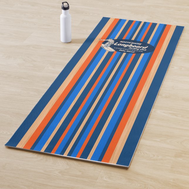 Esterilla De Yoga Pipeline Surfboard Hawaii Striped Royal Blue (In situ)