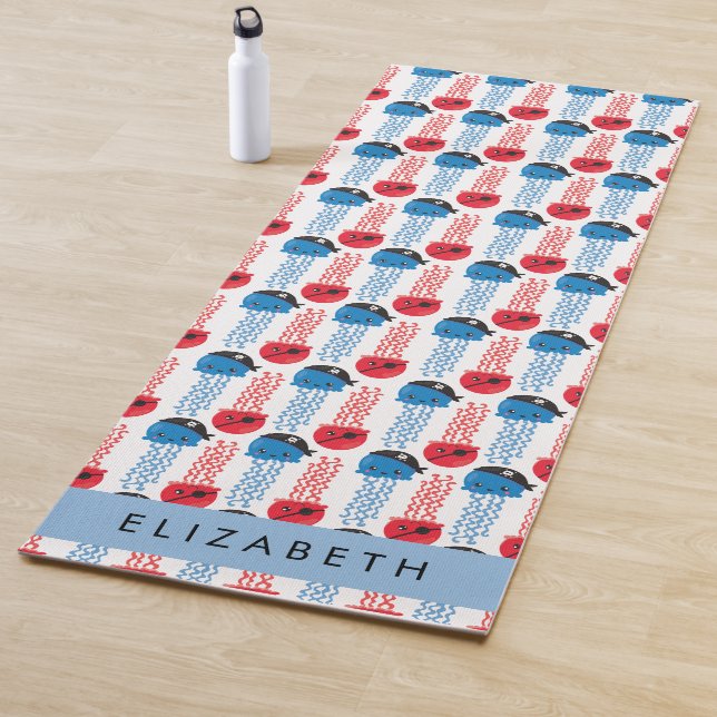 Esterilla De Yoga Pirate Jellyfish, patrón de medusas, tu nombre (In situ)