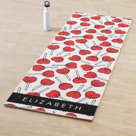 Esterilla De Yoga Pirulís rojos, Pirulís de corazón, Lolly, Tu nombr