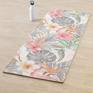 Esterilla De Yoga PixDezines Vintage Pastel H2 Hawái Floral Follaje