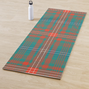 Esterilla De Yoga Plaid Clan Wilson Naranja Turquoise Check Tartán