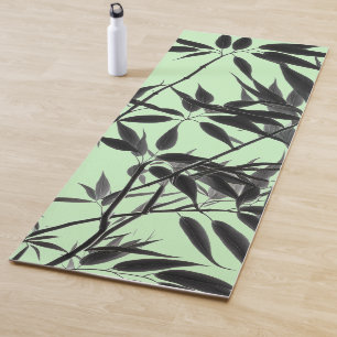 Esterilla De Yoga Planta de bambú verde negro y blanco