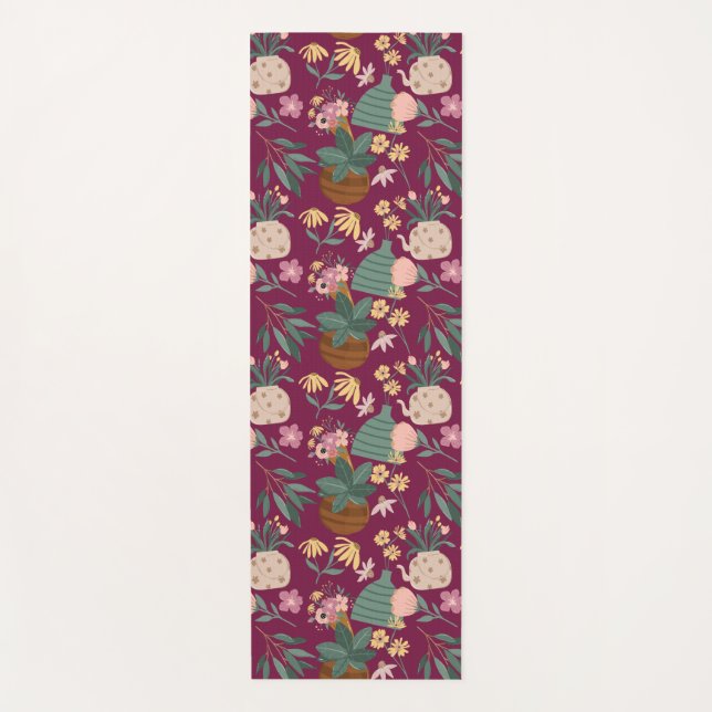 Esterilla De Yoga Plantas interiores de verano morado (Anverso)