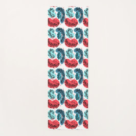 Esterilla De Yoga Plantas Resumen Rojo Y Azul