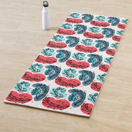 Esterilla De Yoga Plantas Resumen Rojo Y Azul