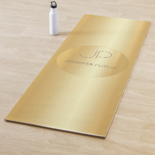Esterilla De Yoga Plantilla de fitness monogramada con aspecto dorad