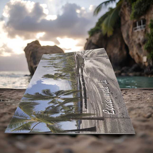 Esterilla De Yoga Playa inspiradora de Hawái - Costa Kona (Hawaiian beach yoga mat with inspirational saying and beautiful Big Island landscape photography)