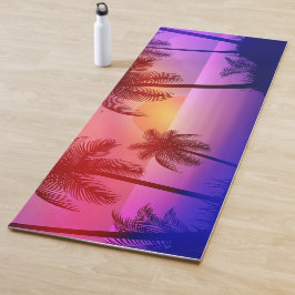 Esterilla De Yoga Playa púrpura tropical al atardecer