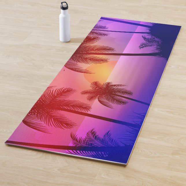 Esterilla De Yoga Playa púrpura tropical al atardecer (In situ)
