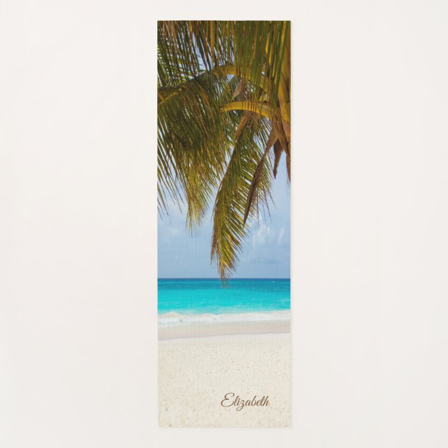 Esterilla De Yoga Playa Tropical,Palma-Personalizada (Anverso)