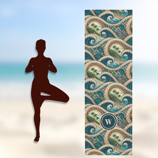 Esterilla De Yoga Polynesian Tropical Wave Palm Trees Pattern Name (Subido por el creador)