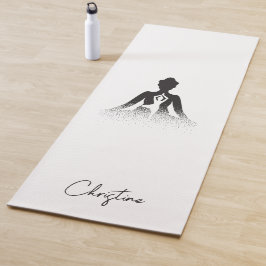 Esterilla De Yoga Pose de yoga blanco negro con nombre personalizado