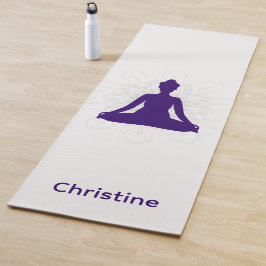 Esterilla De Yoga Pose de yoga morado y nombre personalizado