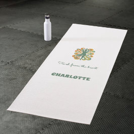 Esterilla De Yoga Pose de yoga remolinos retro verde naranja nombre 