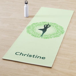 Esterilla De Yoga Pose verde suave de yoga con nombre personalizado