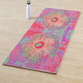 Esterilla De Yoga Psychedelic Retro Coral Rainbow Hibiscus