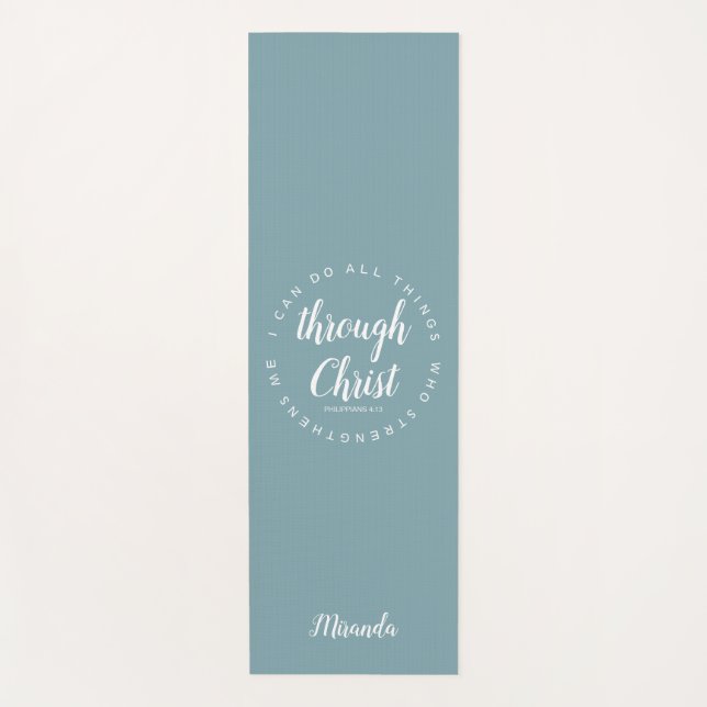 Esterilla De Yoga Puedo Hacer Todas Las Cosas A Través Del Verde Azu (Anverso)