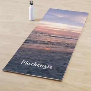 Esterilla De Yoga Puesta del sol de la playa con nombre