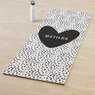 Esterilla De Yoga Punto blanco y negro con el corazón personalizado