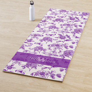 Esterilla De Yoga Purple Flowers And Butterfly Personalized