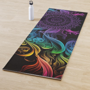 Esterilla De Yoga Purple Mandala negrita negro colorido Chakra