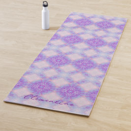 Esterilla De Yoga Purple Pink Abstract Mandala Kaleidoscopic Pattern