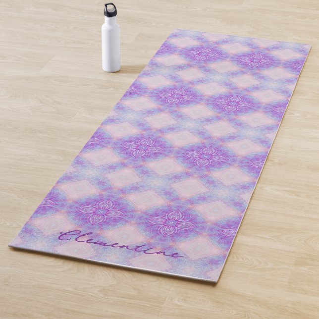 Esterilla De Yoga Purple Pink Abstract Mandala Kaleidoscopic Pattern (In situ)