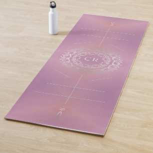 Esterilla De Yoga Púrpura de tinte, plata de Mandala floral, alinea