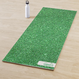 Esterilla De Yoga Purpurina de cierre verde con tu nombre yoga mate