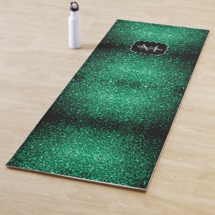 Esterilla De Yoga Purpurina de imitación verde esmeralda enciende Mo