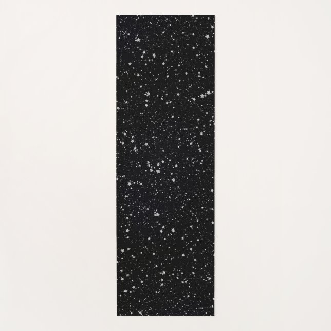 Esterilla De Yoga Purpurina Stars2 - Negro de plata (Anverso)