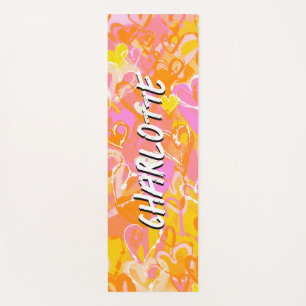 Esterilla De Yoga Radio retro: Naranja amarillo y graffiti rosado
