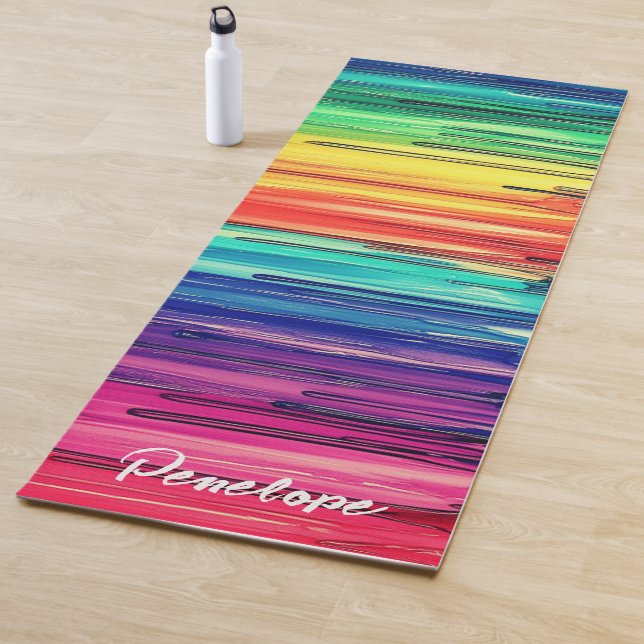 Esterilla De Yoga Rainbow Script Writing Custom Name (In situ)