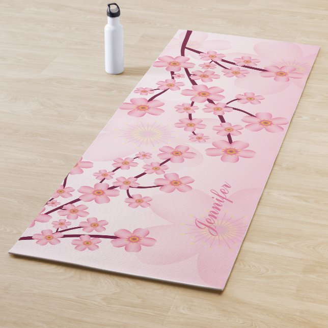 Esterilla De Yoga Ramas de árbol de flor de cerezo Sakura rosa (In situ)
