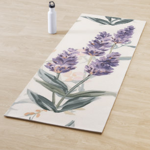 Esterilla De Yoga Ramilletes de lavanda Botánico acuarela floral púr